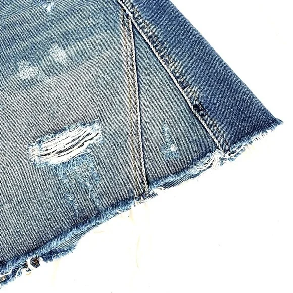 We The Free Breezy A Line Distressed Button Fly Denim Skirt Size 25 - Picture 4 of 9